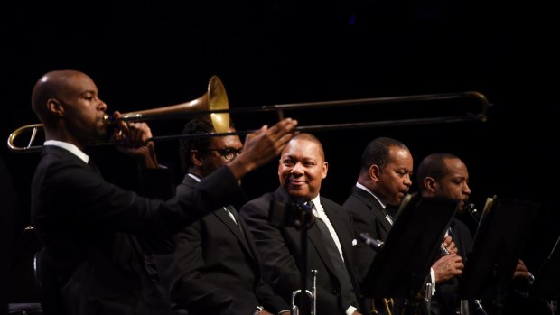 Wynton Marsalis (centre) and the Lincoln Centre Jazz Orchestra perform at Perth Concert Hall.
