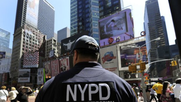 Beefed up ... security has been heightened in Times Square, New York, where a car-bomb attack was botched on Saturday.