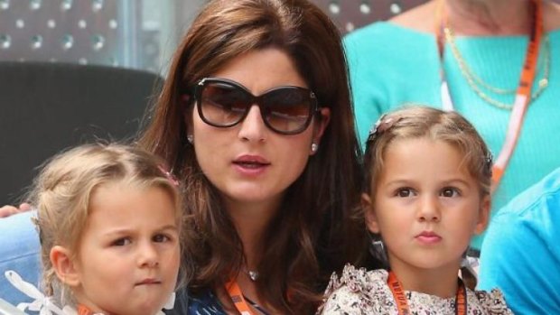 Mixed doubles: Mirka Federer with her daughters.