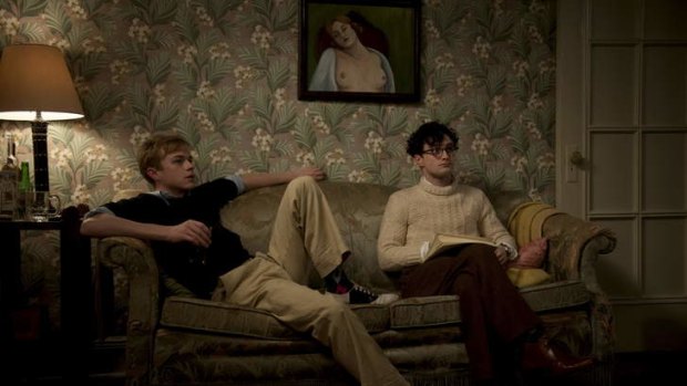 Dane DeHaan as Lucien Carr and Daniel Radcliffe as Allen Ginsberg in <i>Kill Your Darlings</i>.