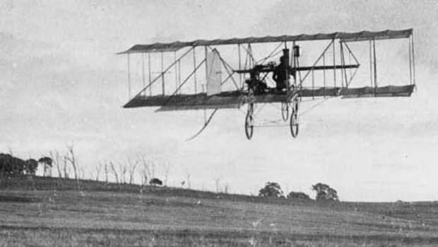 John Duigan flying Australia's first powered aircraft in 1910.