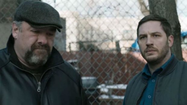 Simmering tension: James Gandolfini and Tom Hardy in <i>The Drop</i>.