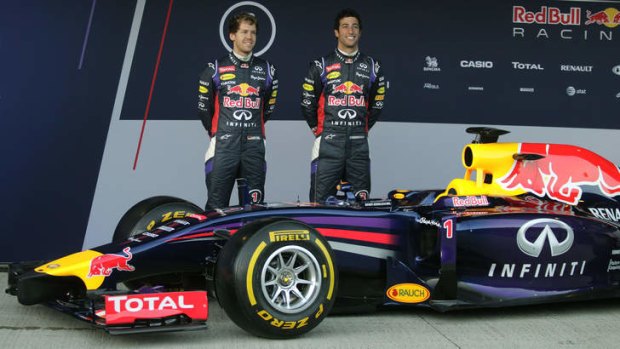 Sebastian Vettel and Daniel Ricciardo attend the launch of their new RB10 car last month.