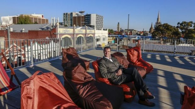 Eddie Tamir, owner of Lido Cinema in Hawthorn, at his rooftop cinema. 