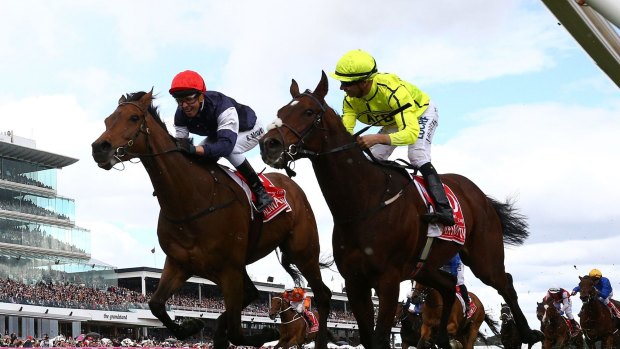 Kerrin McEvoy rides Almandin to victory in last year's Melbourne Cup.
