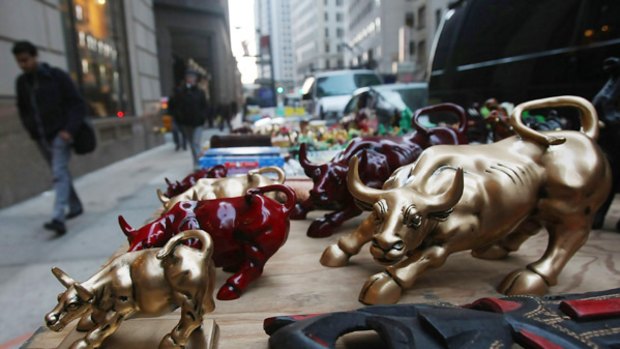 Wall Street bull figurines for sale.