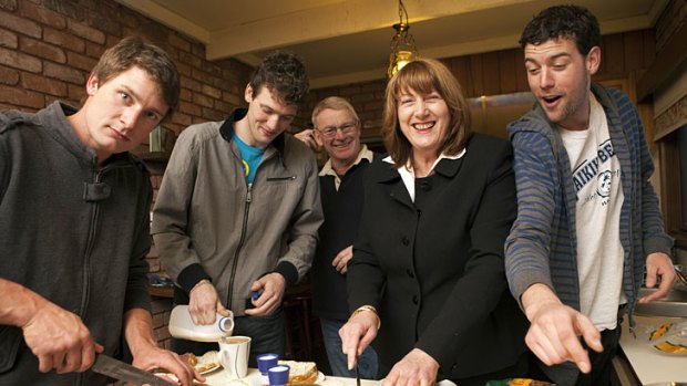 Joanne Ryan at home on Sunday with partner John Murnane and sons Michael, James and Anthony Patterson.