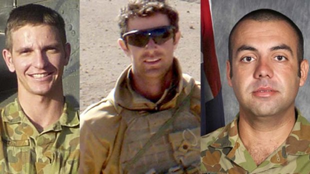 Corporal Ashley Burt, 22, Captain Bryce Duffy, 26, and Lance Corporal Luke Gavin, 27, who were killed in a parade ground shooting.