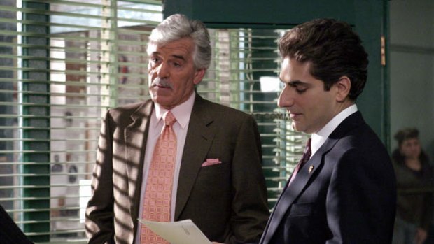 Dennis Farina, left, playing New York Police Detective Joe Fontana in a scene from "Law & Order".