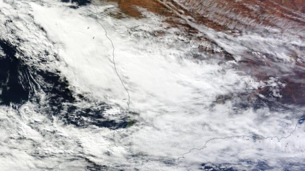 A NASA image of Western Australia as the thunderstorm band hit.