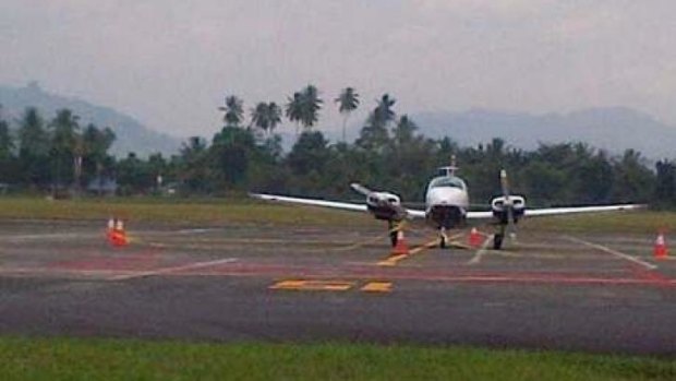 The Australian plane on the tarmac at Manado's Sam Ratulangi airport.