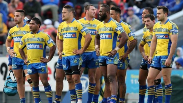Disappointed: Eels players are hoping to bounce back from their loss to Newcastle. 