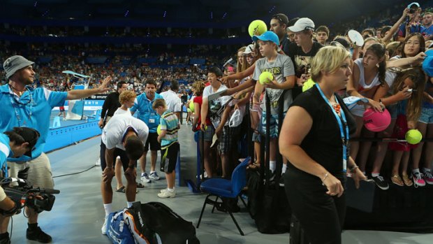 Djokovic crouched on the ground in pain after the incident, before limping back to the players' lounge to receive treatment.