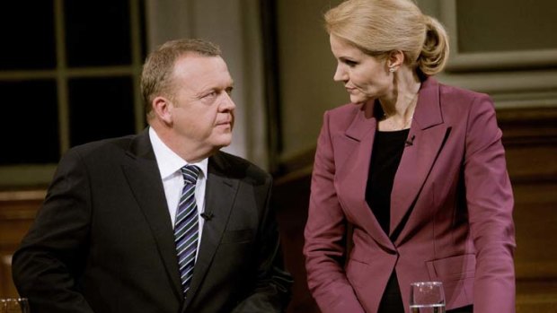 It's time ... Helle Thorning-Schmidt (right) with former prime minister Lars Loekke Rasmussen.