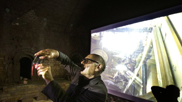In the picture ...  the composer and visual artist Michael Nyman experiments with his camera at the St Peters Brickworks where his work will be on display.