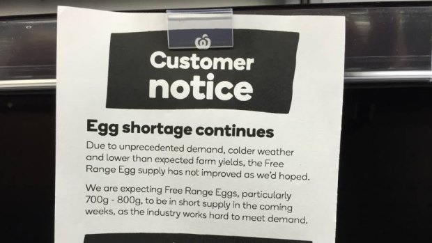 A note at Woolworths in Treendale told customers the egg shortage is set to continue.