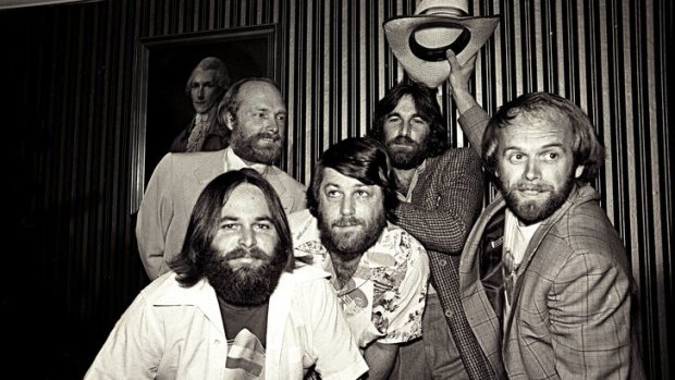 The band in Sydney in 1978 consisted of (from left) Carl Wilson, Love, Brian and Dennis Wilson, and Jardine.