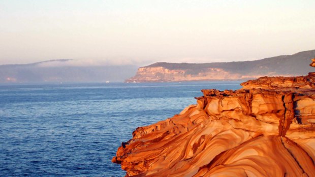 Educational escape ... sandstone swirls in Bouddi National Park.