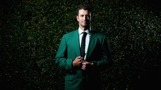 US Masters champion Adam Scott shows off the green jacket on the Gold Coast.