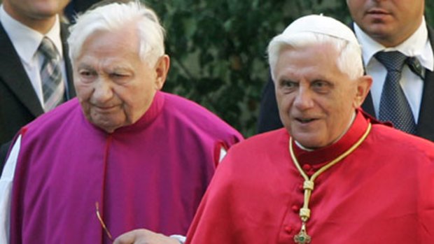 Everyone remained silent...the Pope, right, with is brother, Georg Ratzinger, in Regensburg in 2006.