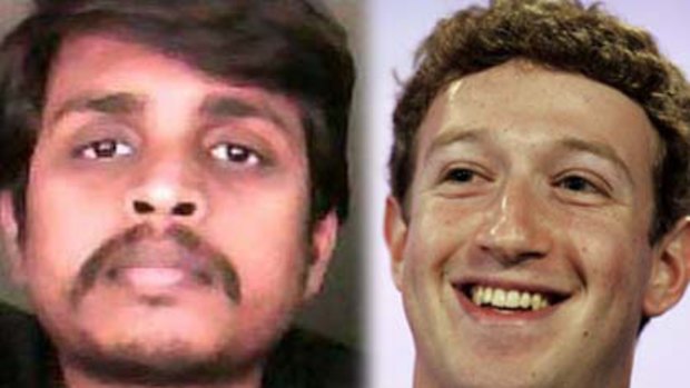 Alleged stalker Pradeep Manukonda, left, and Facebook co-founder Mark Zuckerberg.