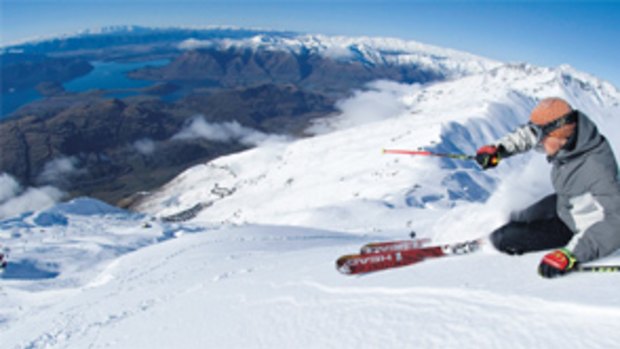 Sip and ski ... Wanaka’s Treble Cone is the South Island’s largest ski area.