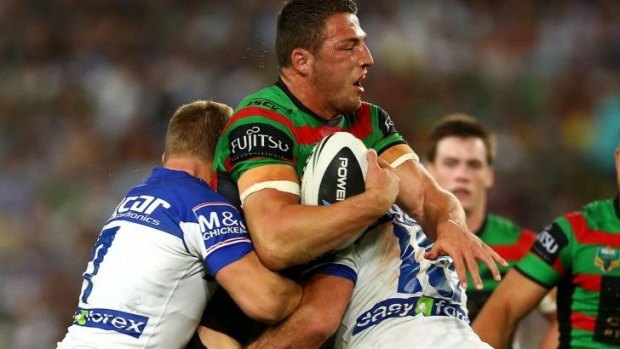 Attracting attention: Sam Burgess of the Rabbitohs.