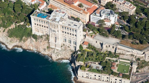 Monaco-Ville, also known as The Rock, from the air.