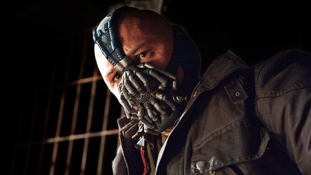 Tom Hardy plays the mysterious terrorist Bane.