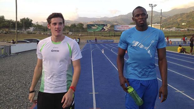 Teammates: Jarrod Geddes with Usain Bolt.