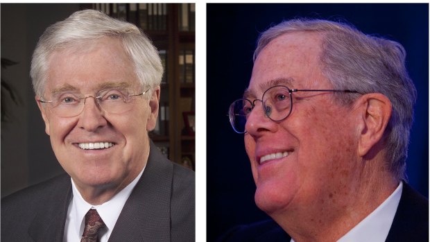 
Charles Koch, left, chief executive of Koch Industries, and David Koch, executive vice-president of Koch Industries.
