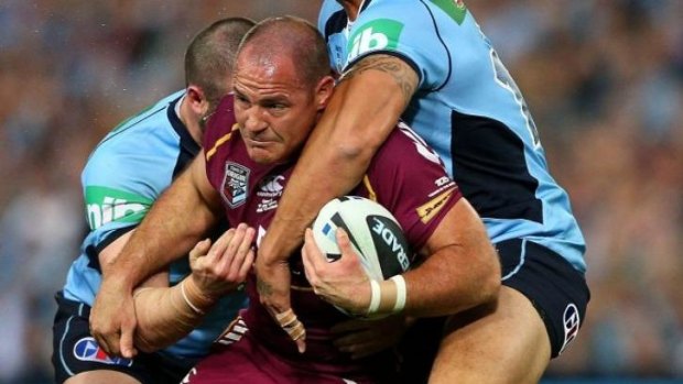 Matt Scott does the dirty work for the Maroons in the 2013 Origin series.