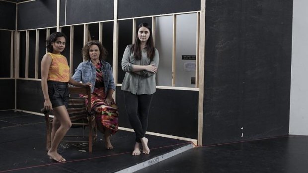 From left, Miranda Tapsell, Leah Purcell and Shari Sebbens from Belvoir's Radiance.