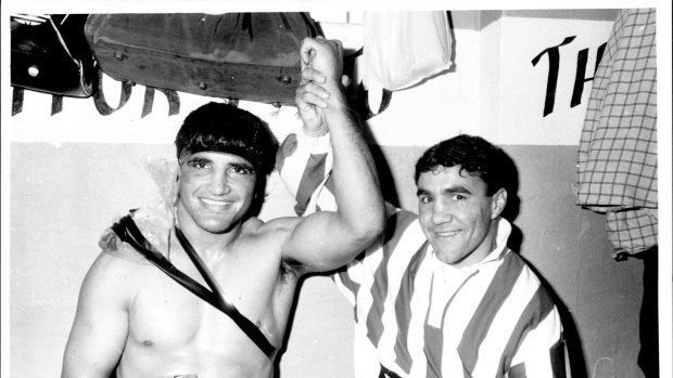 Two greats: Mario Fenech and boxing champion Jeff Fenech in 1987. 