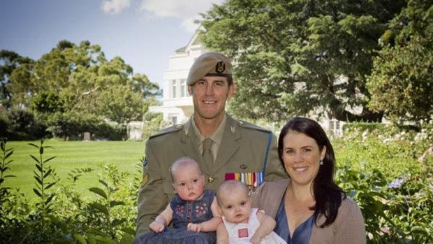 Corporal Benjamin Roberts-Smith, wife Emma and their five-month-old twins, Elizabeth and Eve, the Victoria Cross; the theatre of war in Afghanistan.