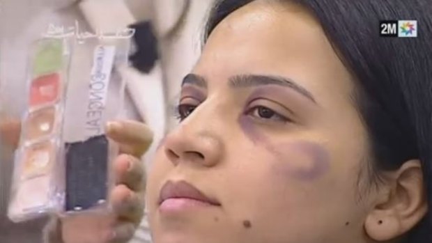 Moroccan TV station 2M airs makeup tips for hiding domestic violence.