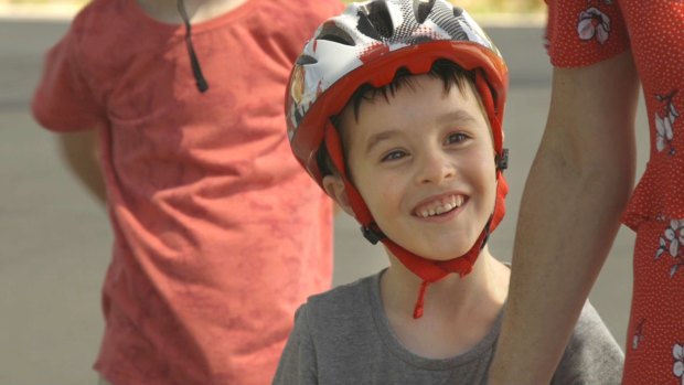Five-year-old Toby becomes a bicycle rider.