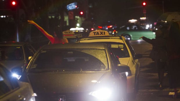 All hail: Flagging down a cab is more successful.