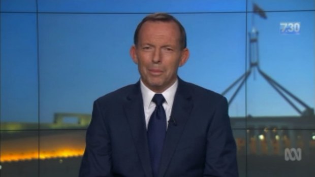 Former PM Tony Abbott appears on the ABC's 7.30 program on Wednesday night.