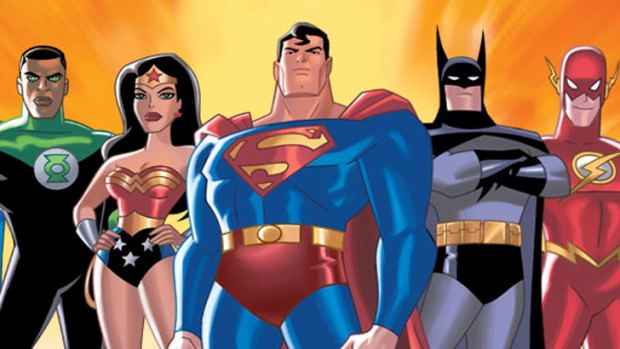 The 'Justice League': Green Lantern, Wonder Woman, Superman, Batman and The Flash among them.