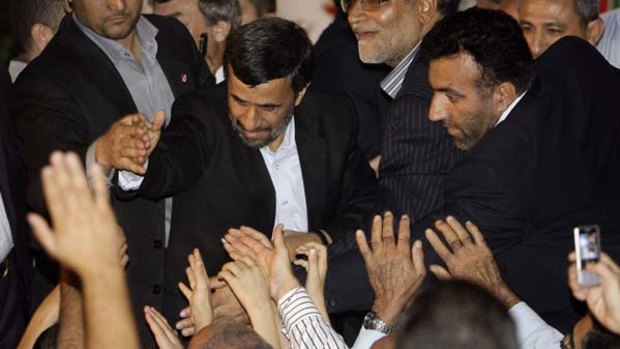 Southern Lebanon ...  well-wishers greet Mahmoud Ahmadinejad in Qana, where in 1996 Israeli shelling killed 106 civilians sheltering at a UN compound.