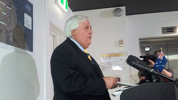 Clive Palmer fronts the media in Brisbane this afternoon.