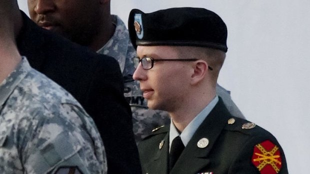 Private Bradley Manning leaves the latest hearing at Fort Meade.