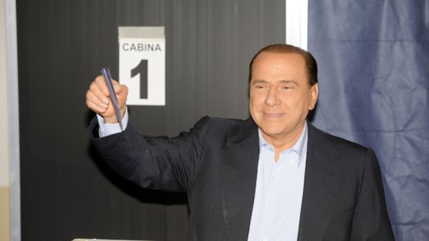 The Italian Prime Minister casts his vote in provincial elections in Milan at the weekend.