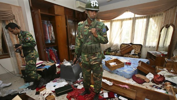 Grisly act...soldiers inside BDR headquarters.