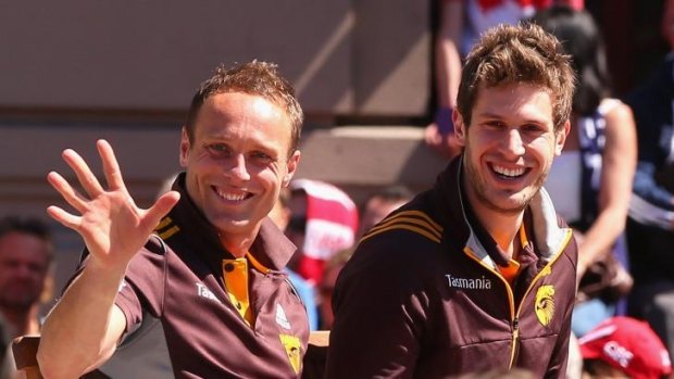 Sewell, left, during the AFL grand final parade.