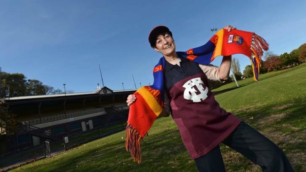 Fitzroy footy fan Suzanne Madeley at WT Peterson Oval in Fitzroy North.