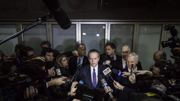 Opposition Leader Bill Shorten speaks to the media after appearing at the royal commission into trade unions.