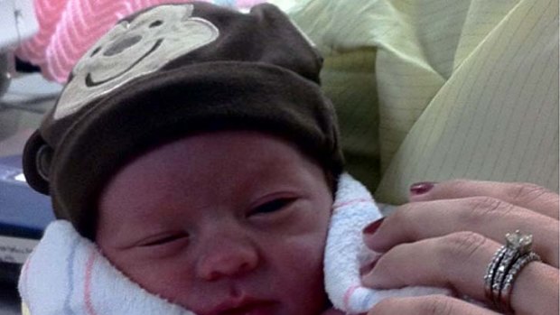 Baby Landon Haley, born after mum Jessica underwent IVF treatment funded by internet donors.