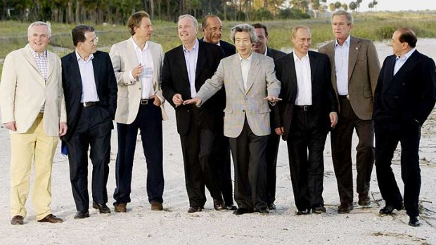 Tony Blair, third from left, at a G8 leaders' meeting in Sea Island, Georgia, in June 2004.